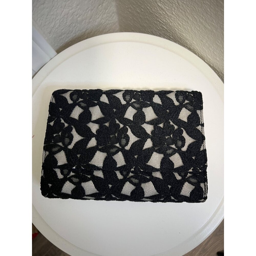 Vintage Nieman Marcus  Black Lace clutch purse   with purse duster